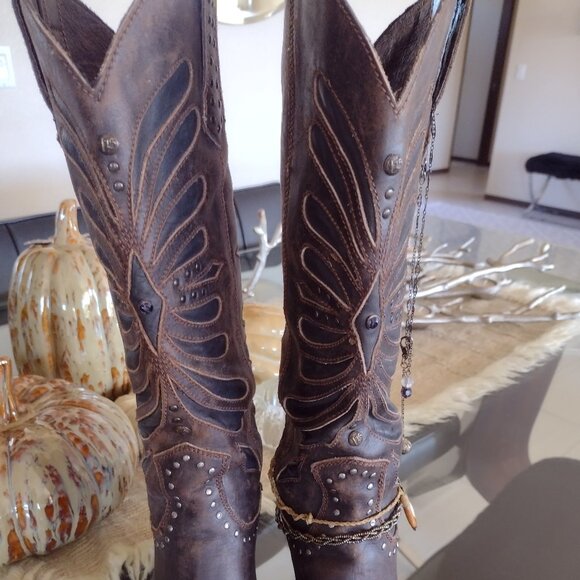 Liberty black butterfly inlay cowboy boots size 8 - Picture 5 of 13
